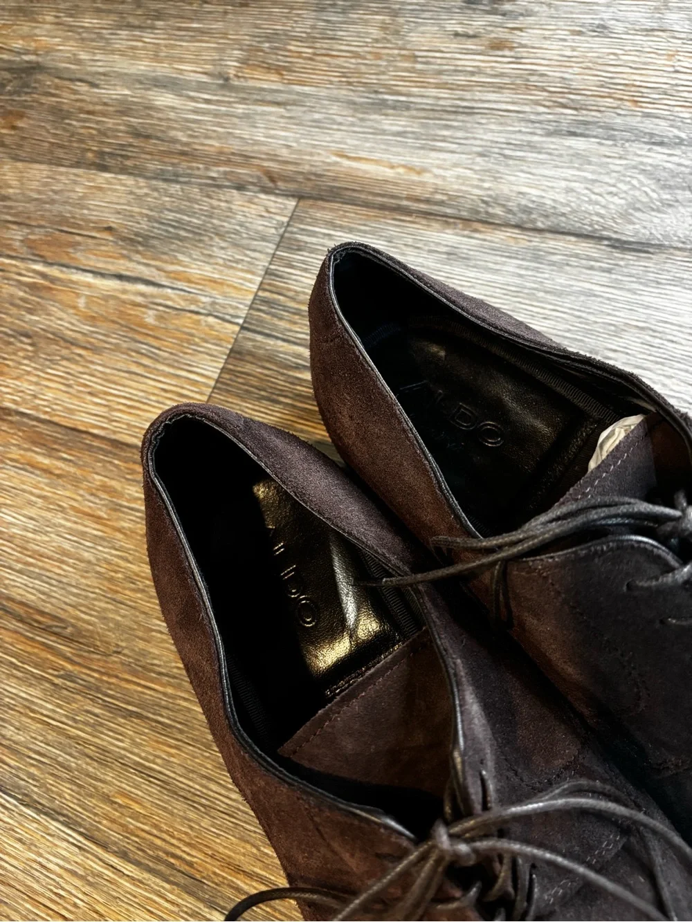 Aldo Dark Brown Suede Derby Shoes